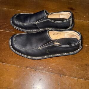 Born Womens Oxford Comfort Shoes Size 9 Black Leather Round Toe W3758